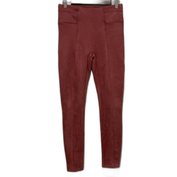 Spanx Rich Rose Pink Faux Suede Leggings size medium - Picture 2 of 8